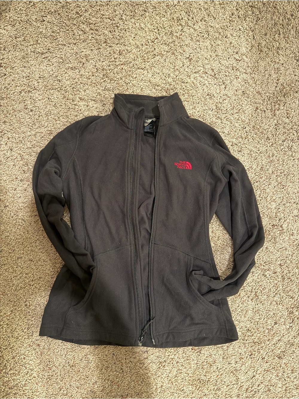 The North Face Women's Black Fleece Full-Zip Jacket with Pink Logo